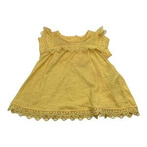 Nannette Kids Yellow Girls Dress 0-3M With Lace Short‎ Sleeve Hem Details Button